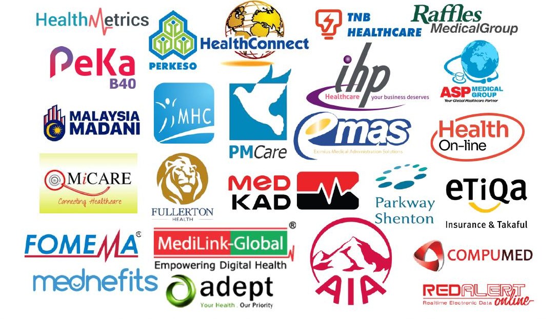 Panel and insurer logos accepted at Poliklinik MM FamilyCare & Surgeri, Mutiara Rini