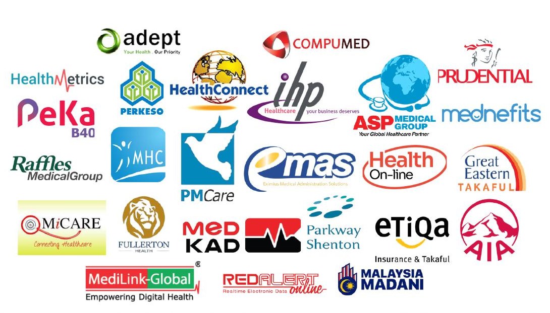 Panel and insurer logos accepted at Klinik MM Care Nusa Bestari